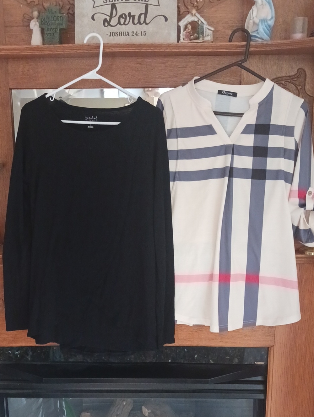 2 | Black & Cream/ Blue Striped Long Sleeve Nursing & Maternity Tops